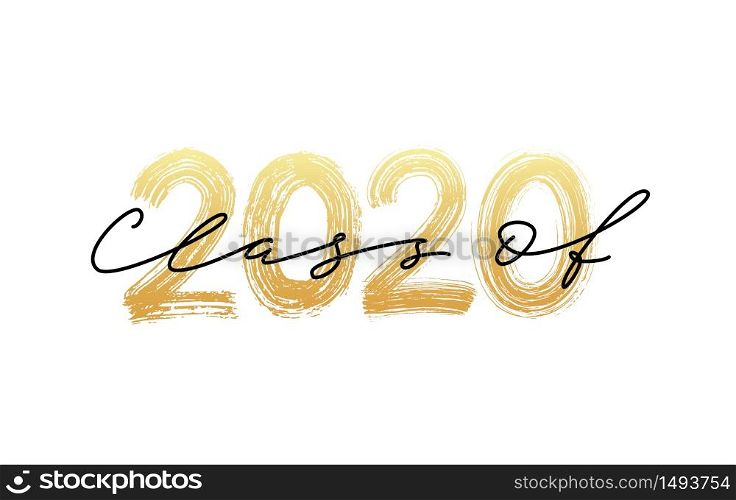 Class of 2020. Modern calligraphy. Vector illustration. Hand drawn brush lettering Graduation logo. Template for graduation design, party, high school or college graduate, yearbook.. Class of 2020. Modern calligraphy. Hand drawn brush lettering logo. Graduate design yearbook. Vector illustration.