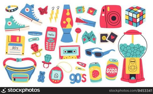 Classic 80s 90s elements in modern flat style. Hand drawn vector illustration. Fashion patch, badge, emblem. Vector illustration
