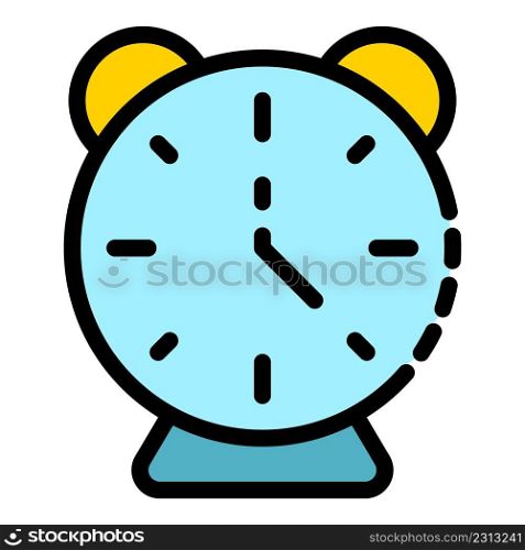 Classic alarm clock icon. Outline classic alarm clock vector icon color flat isolated. Classic alarm clock icon color outline vector