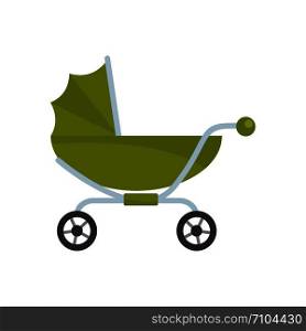 Classic baby pram icon. Flat illustration of classic baby pram vector icon for web design. Classic baby pram icon, flat style