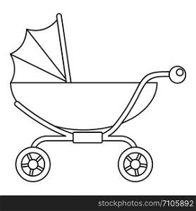 Classic baby pram icon. Outline classic baby pram vector icon for web design isolated on white background. Classic baby pram icon, outline style