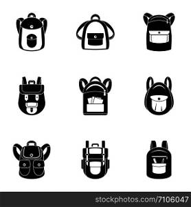 Classic backpack icon set. Simple set of 9 classic backpack vector icons for web design on white background. Classic backpack icon set, simple style