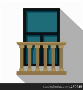 Classic balcony balustrade with window icon. Flat illustration of classic balcony balustrade with window vector icon for web. Classic balcony balustrade with window icon