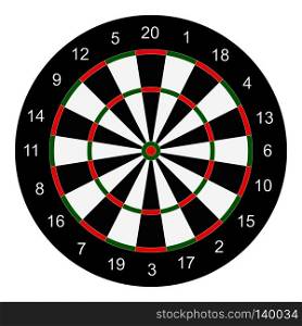 Classic board, target for darts game. Twenty black and white sectors.