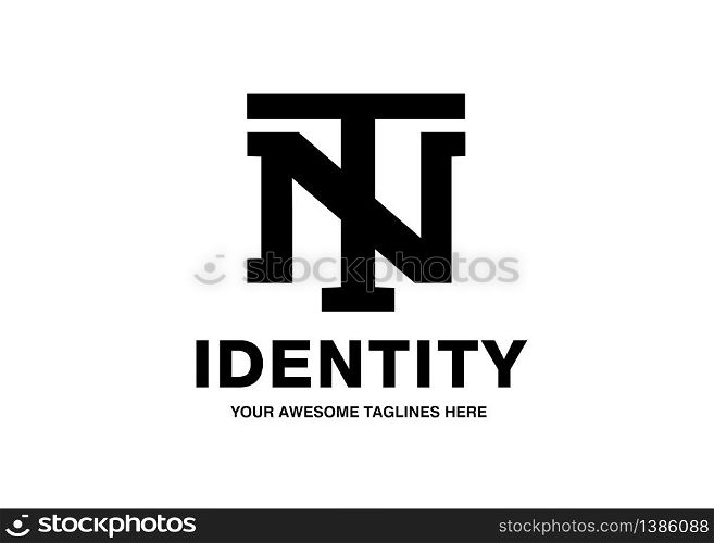 classic bold initial letter NT vector template monochrome color concept