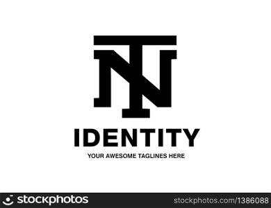 classic bold initial letter NT vector template monochrome color concept