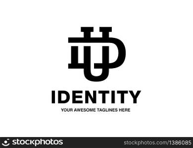 classic bold initial letter UD vector template monochrome color concept