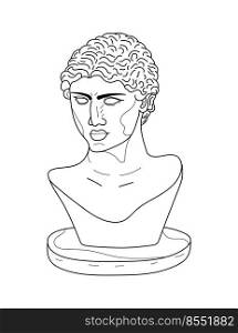 Classic bust sculpture vector in line art style. Greek ancient sculpture vector in outline style.. Classic bust sculpture vector in line art style. Greek ancient sculpture vector