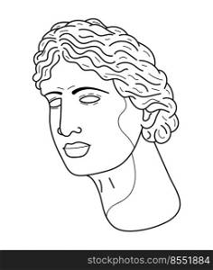 Classic bust sculpture vector in line art style. Greek ancient sculpture vector in outline style.. Classic bust sculpture vector in line art style. Greek ancient sculpture vector