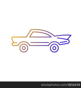 Classic car gradient linear vector icon. Nostalgic value. Vintage automobile. Original production model. Thin line color symbol. Modern style pictogram. Vector isolated outline drawing. Classic car gradient linear vector icon