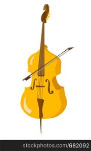 Classic cello with bow vector cartoon illustration isolated on white background.. Classic cello with bow vector cartoon illustration