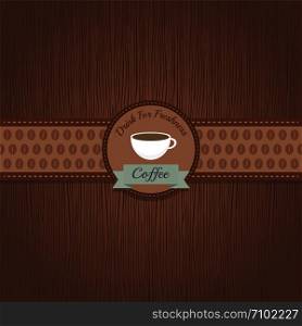 classic coffee label on wood pattern
