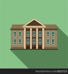 Classic courthouse icon. Flat illustration of classic courthouse vector icon for web design. Classic courthouse icon, flat style