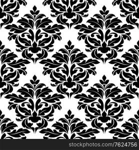 Classic damask seamless pattern on white and black colors for background and textile design