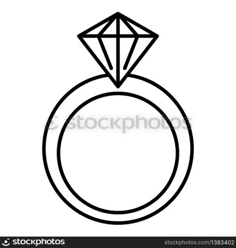 Classic diamond ring icon. Outline classic diamond ring vector icon for web design isolated on white background. Classic diamond ring icon, outline style