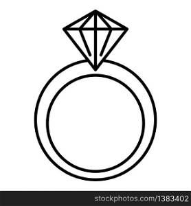 Classic diamond ring icon. Outline classic diamond ring vector icon for web design isolated on white background. Classic diamond ring icon, outline style