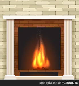 Classic fireplace vector icon.. Classic fireplace icon. Vector fireplace for living room interior