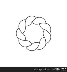 Classic flat circle frame twisted rope icon. Outline marine vector illustration.