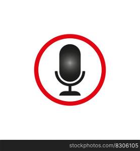 Classic flat icon with microphone red circle. Vector illustration. EPS 10.. Classic flat icon with microphone red circle. Vector illustration.