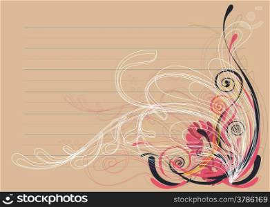 Classic floral background in soft brown, white and red