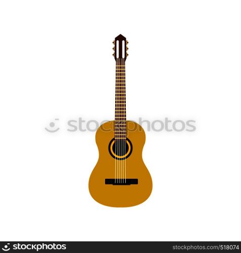 Classic guitar icon in flat style isolated on white background. Classic guitar icon, flat style