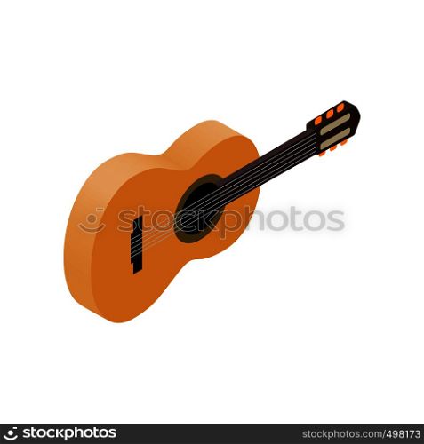 Classic guitar in isometric 3d style on a white background. Classic guitar, isometric 3d style