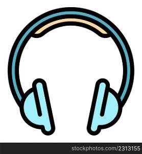 Classic headset icon. Outline classic headset vector icon color flat isolated. Classic headset icon color outline vector