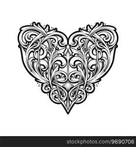 Classic heart swirls elegant ornament monochrome vector illustrations for your work logo, merchandise t-shirt, stickers and label designs, poster, greeting cards advertising business company or brands