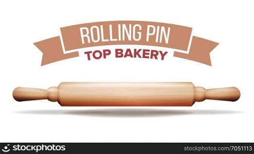 Classic Kitchen Rolling Pin Vector. Dough Equipment. Wooden Roller. Isolated Illustration. Rolling Pin Isolated Vector. Kitchen Equipment. Isolated On White Background Illustration