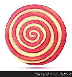 Classic Lollipop Isolated Vector. Round Red, Yellow. Realistic Spiral Illustration. Classic Bright Xmas Caramel. Lollipop Isolated Vector. Classic Sweet Realistic Candy Abstract Spiral Illustration