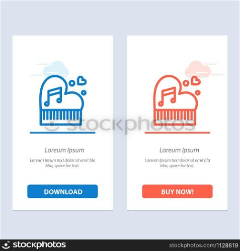 Classic, Love, Marriage, Passion, Piano, Valentine, Wedding Blue and Red Download and Buy Now web Widget Card Template