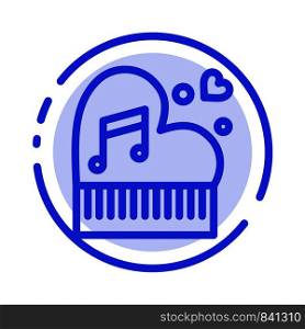 Classic, Love, Marriage, Passion, Piano, Valentine, Wedding Blue Dotted Line Line Icon