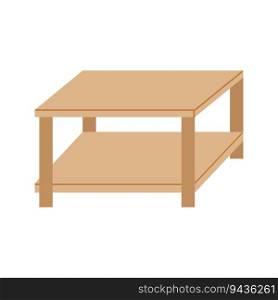 Classic low coffee table for interior design. Elements of home furniture. Vector flat illustration.


