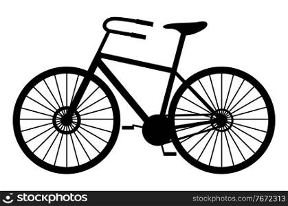 Classic man bike black silhouette vector illustration isolated on white background. Mountain bicycle green transport. Retro old vintage vehicle. Sport biking transport monochrome icon flat style. Classic man bike black silhouette vector illustration isolated on white background. Mountain bicycle