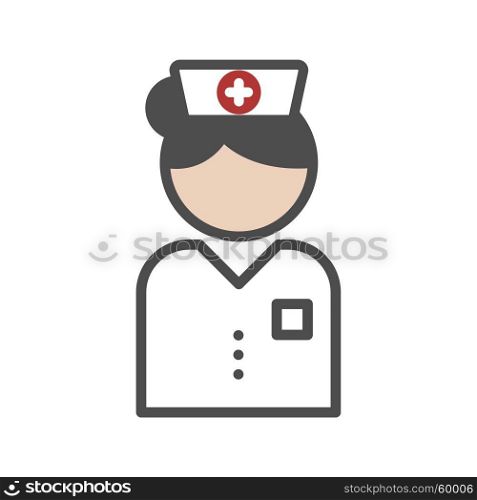 Classic nurse icon with white uniform
