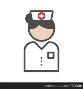 Classic nurse icon with white uniform