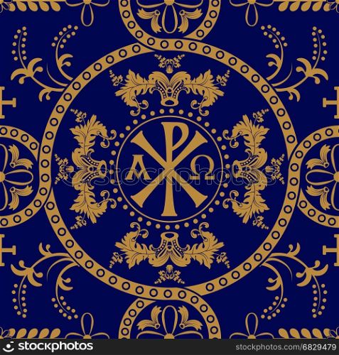 Classic orthodox seamless pattern. Classic orthodox background with decorative elements. Classic orthodox seamless pattern