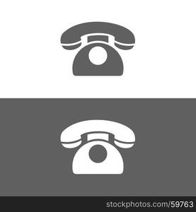 Classic phone icon on a dark and white background