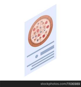 Classic pizza menu icon. Isometric of classic pizza menu vector icon for web design isolated on white background. Classic pizza menu icon, isometric style
