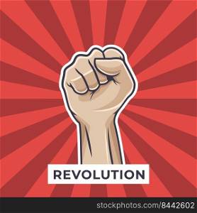 Classic revolution composition with raised fist
