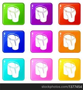 Classic shorts icons set 9 color collection isolated on white for any design. Classic shorts icons set 9 color collection