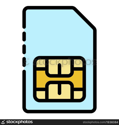 Classic sim card icon. Outline classic sim card vector icon color flat isolated. Classic sim card icon color outline vector