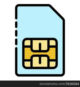 Classic sim card icon. Outline classic sim card vector icon color flat isolated. Classic sim card icon color outline vector