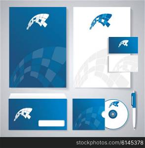 Classic stationery template design. Blue corporate identity template. Vector company style for brandbook and guideline.
