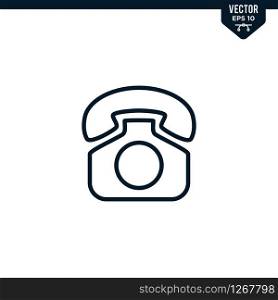 Classic Telephone icon collection in outlined or line art style, editable stroke vector