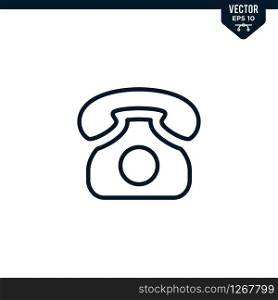 Classic Telephone icon collection in outlined or line art style, editable stroke vector