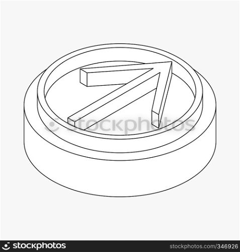 Classic thin arrow in circle icon in isometric 3d style isolated on white background. Classic thin arrow in circle icon