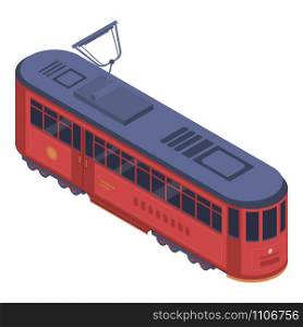 Classic tram car icon. Isometric of classic tram car vector icon for web design isolated on white background. Classic tram car icon, isometric style