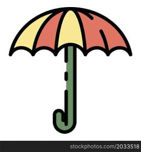 Classic umbrella cane icon. Outline classic umbrella cane vector icon color flat isolated. Classic umbrella cane icon color outline vector