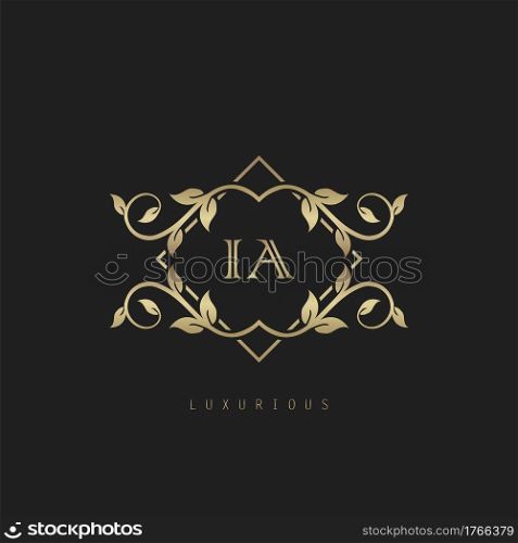 Classic Vintage Letter I, A, IA logo. Vector logo design concept classic vintage with nature leaves.